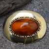 Antique Silver Brooch Gilded Silver with Natural Amber Art Nouveau／Art Deco 11g