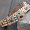 Antique handmade central asian / middle eastern silver belt with agate inlays