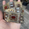 Antique handmade central asian / middle eastern silver belt with agate inlays