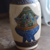 Antique Chinese Nanking crackle ware vase with antique objects Late Qing Dynasty