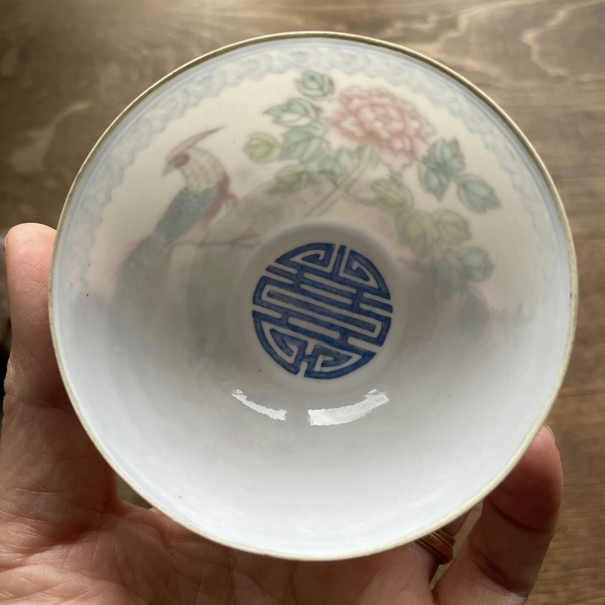 2 Vintage Chinese eggshell teacup from the second half of the 1900's