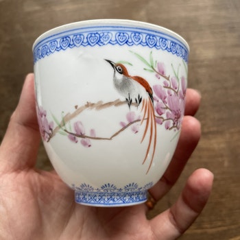 2 Vintage Chinese eggshell teacup from the second half of the 1900's