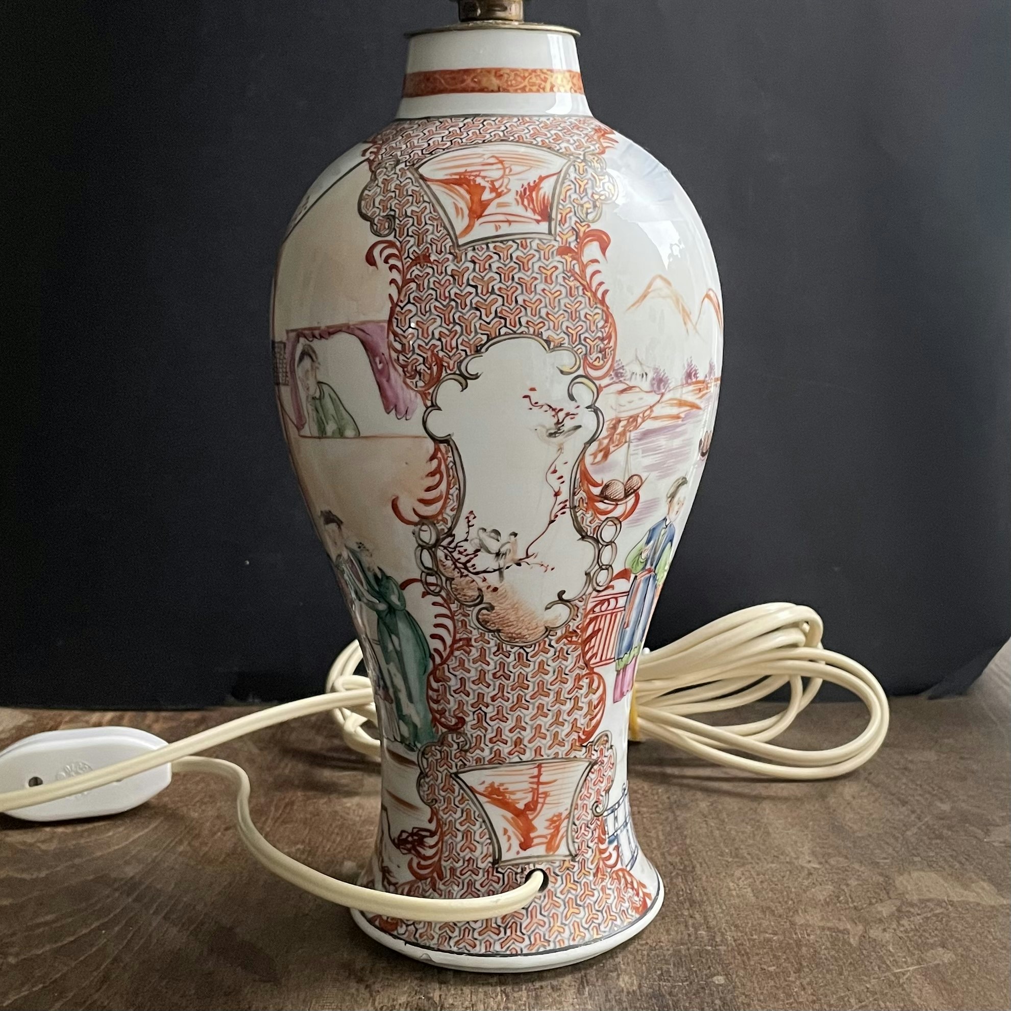 Chinese Rose Mandarin Porcelain vase / lamp Qianlong Period 18th c #723