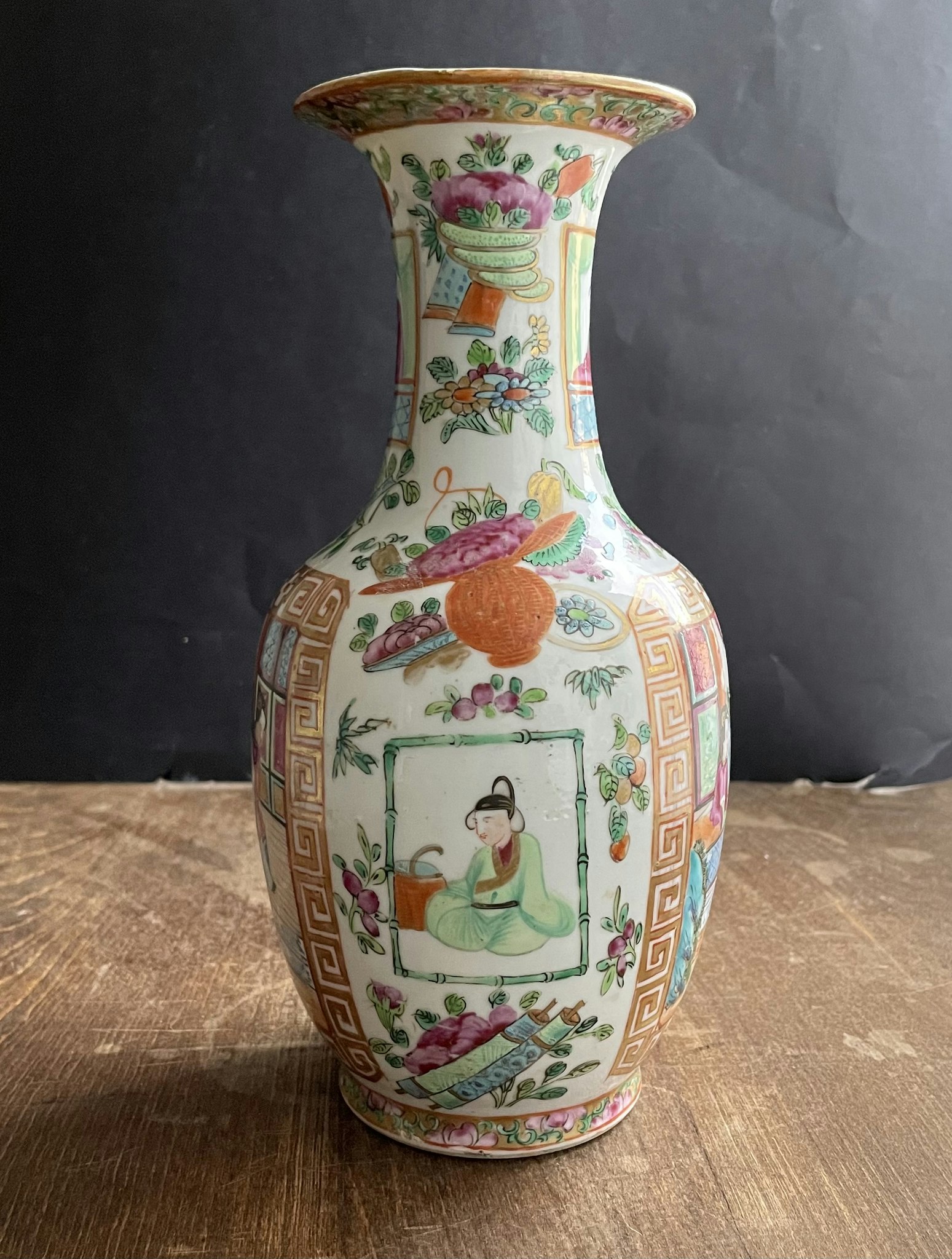 Antique canton rose mandarin vase second half of the 19th century #762