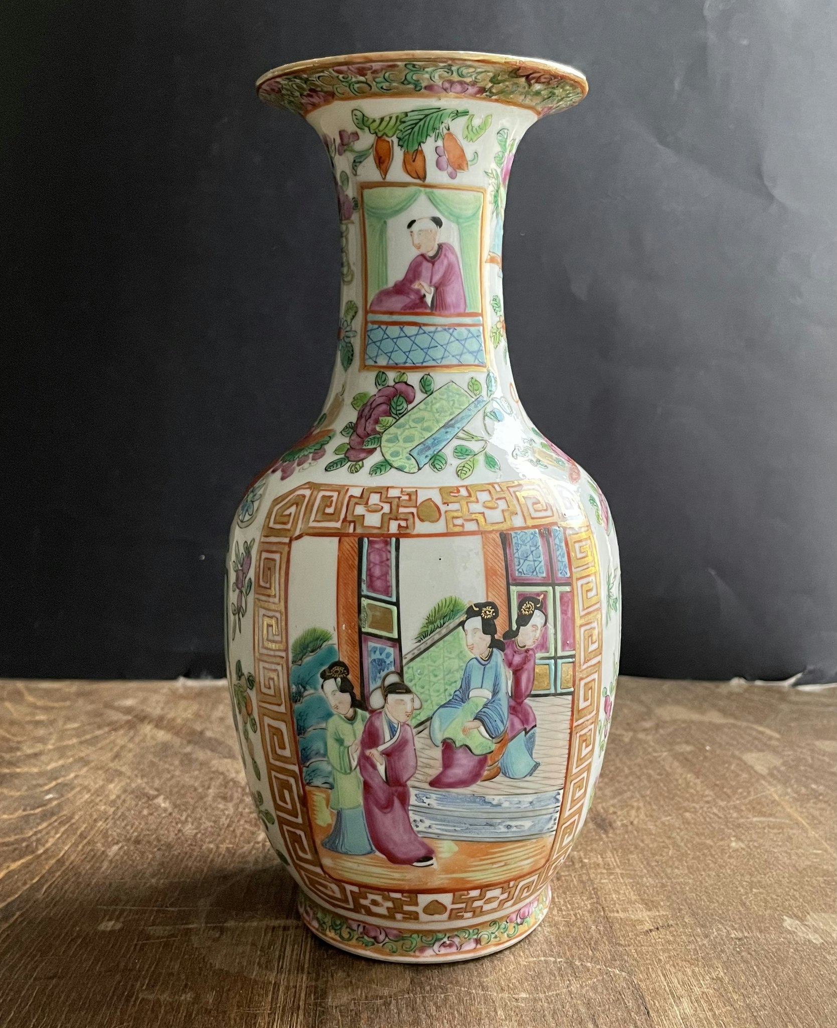 Antique canton rose mandarin vase second half of the 19th century #762