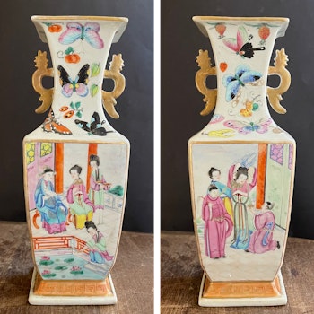 A rare antique rose mandarin vase First half of 19th c Jiaqing/Daoguang  #789