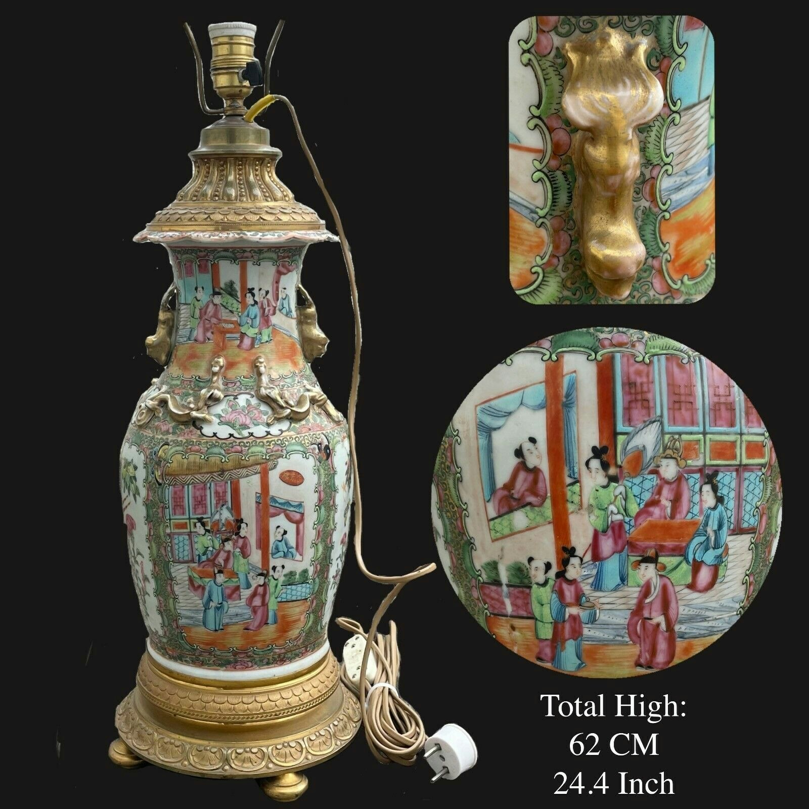 An antique Chinese Rose Mandarin Porcelain vase / lamp 19th Century #799 -  Nordic Antiques Sweden
