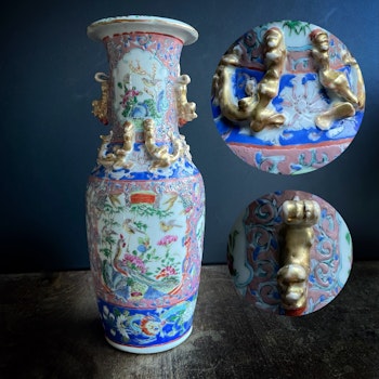 1 Antique Chinese famille rose Canton vase second half of 19th c, Late Qing #828