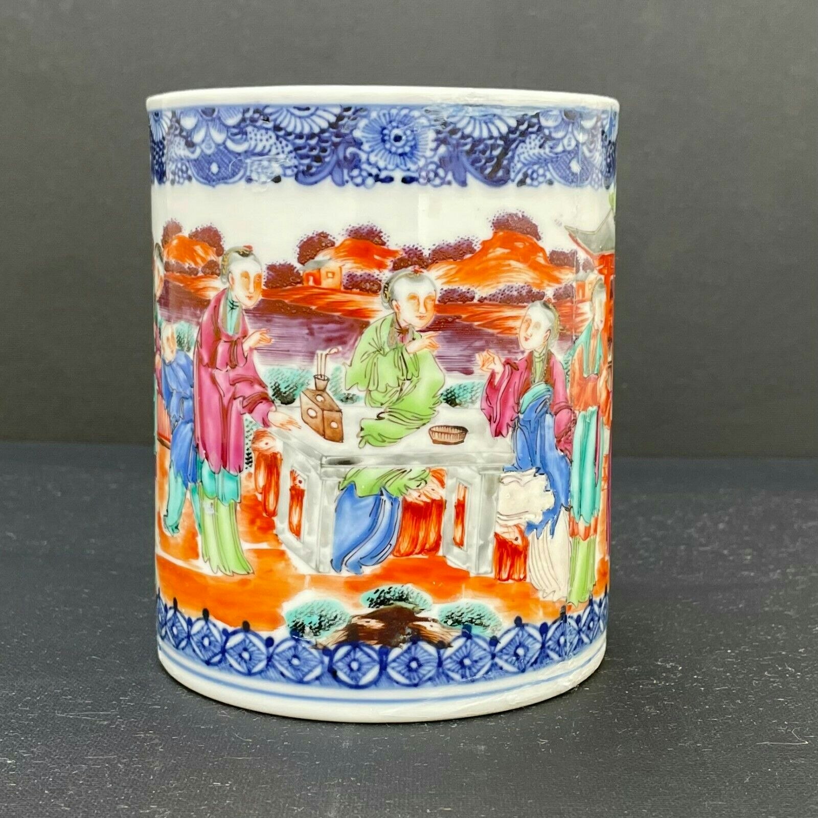 Antique Chinese Rose Mandarin Export Porcelain Tankard / Jug 18th Century #862