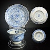 Antique Chinese Teacup & Saucer in underglazed blue & white, Late Qing #886, 887
