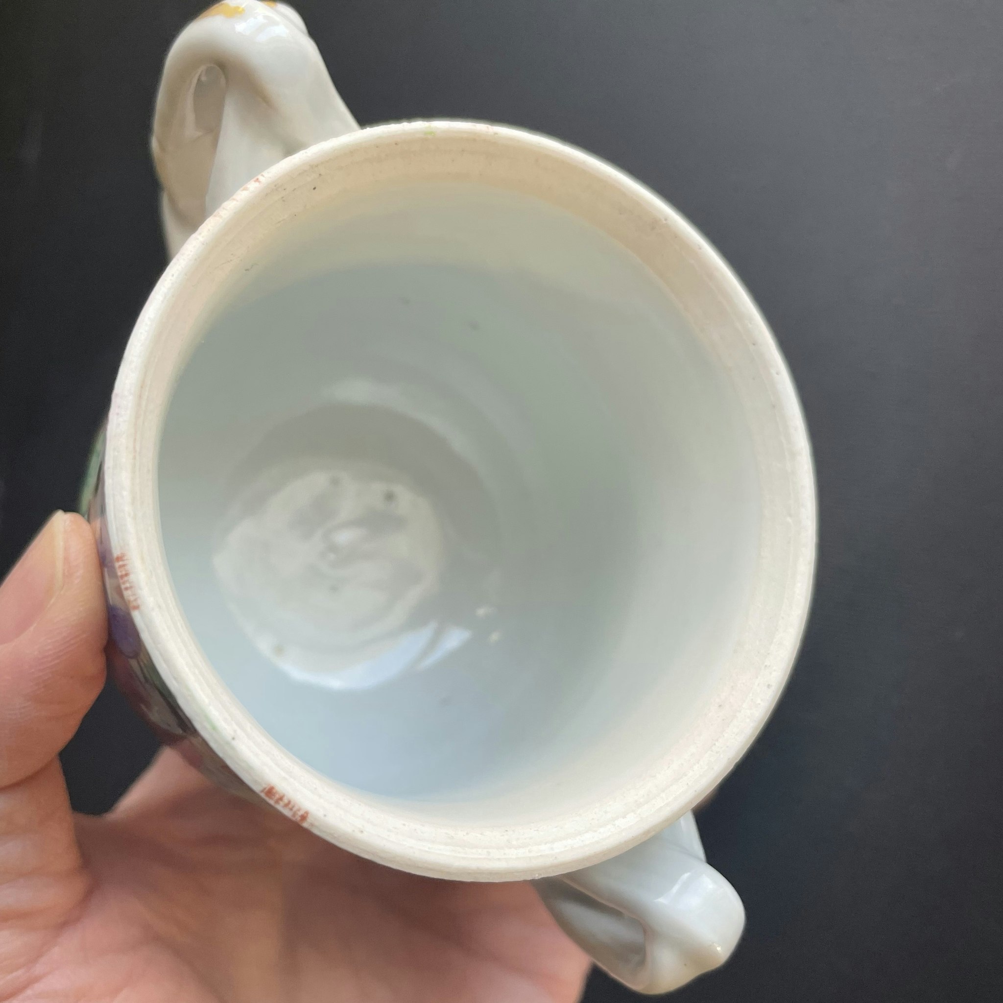 An Antique Chinese rose mandarin saucer and creme cup, #830, 900
