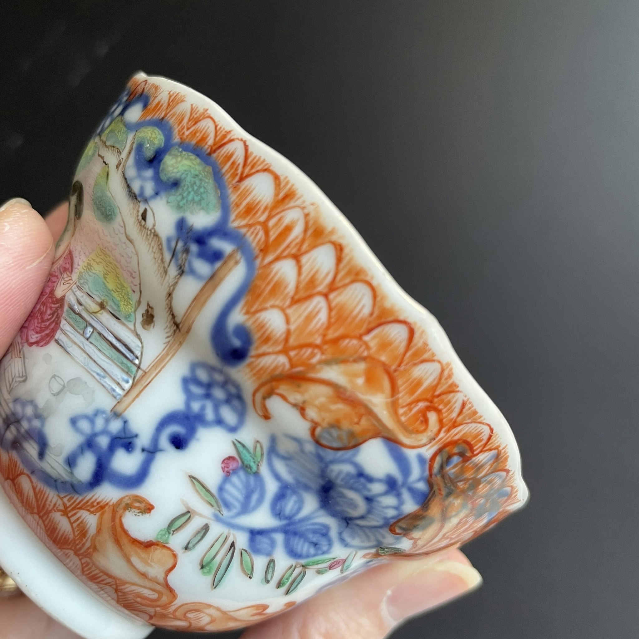Antique Chinese rose mandarin tea cup 18th C #941