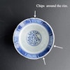 Antique Chinese Teacup & Saucer in underglazed blue & white, Late Qing #970, 971