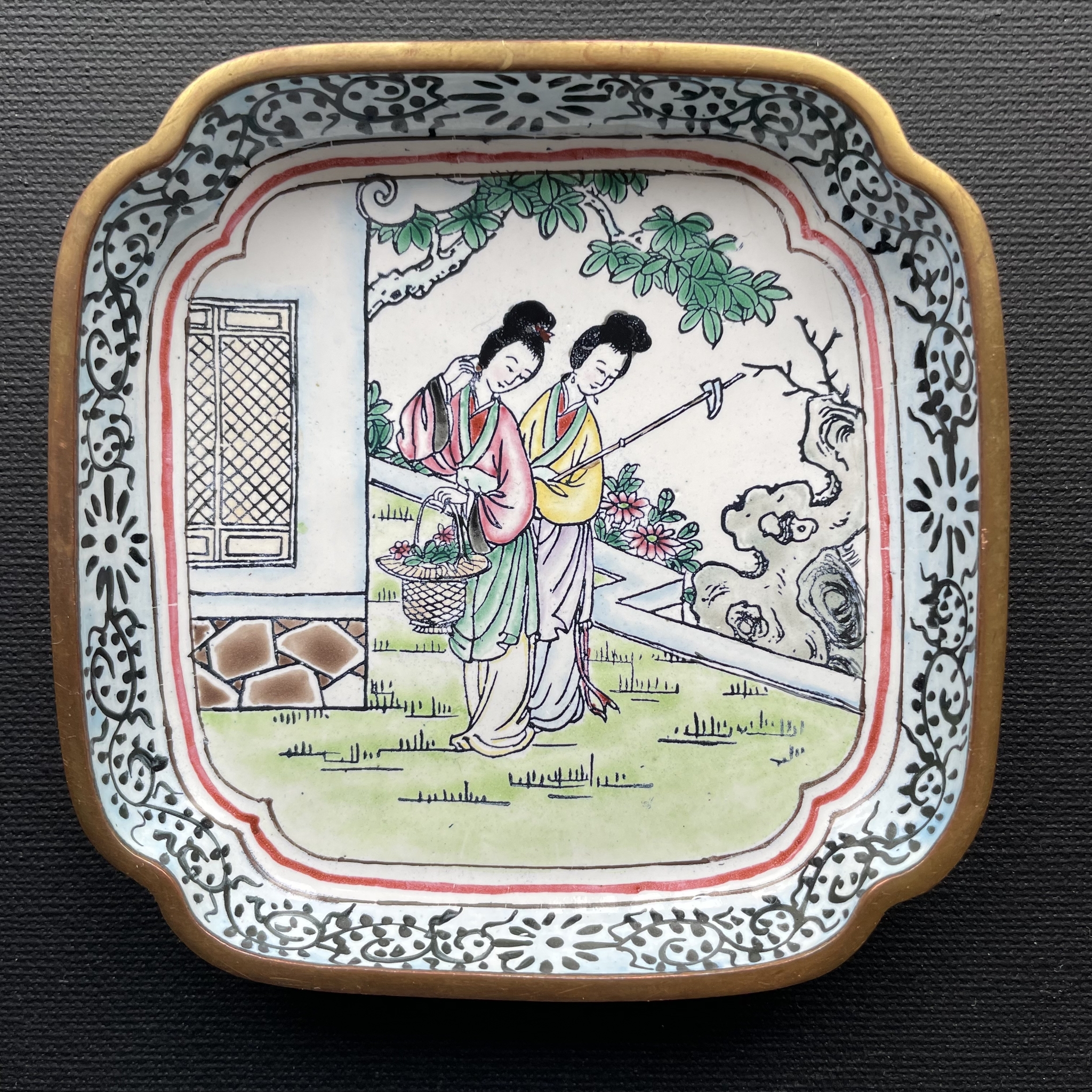 Vintage Chinese Small Hand Painted Dish