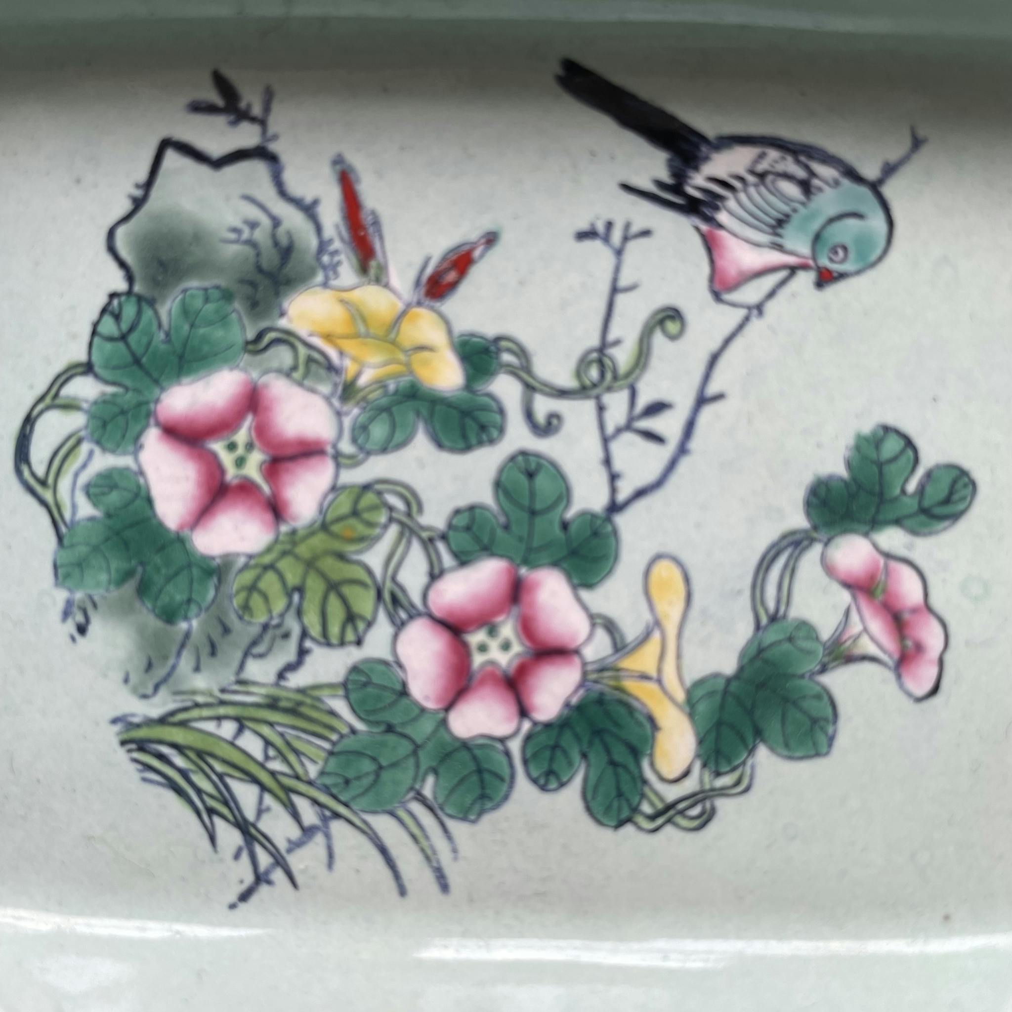 Two Vintage Chinese Canton Hand Painted Enamel dish Enamel Sweet meat dish