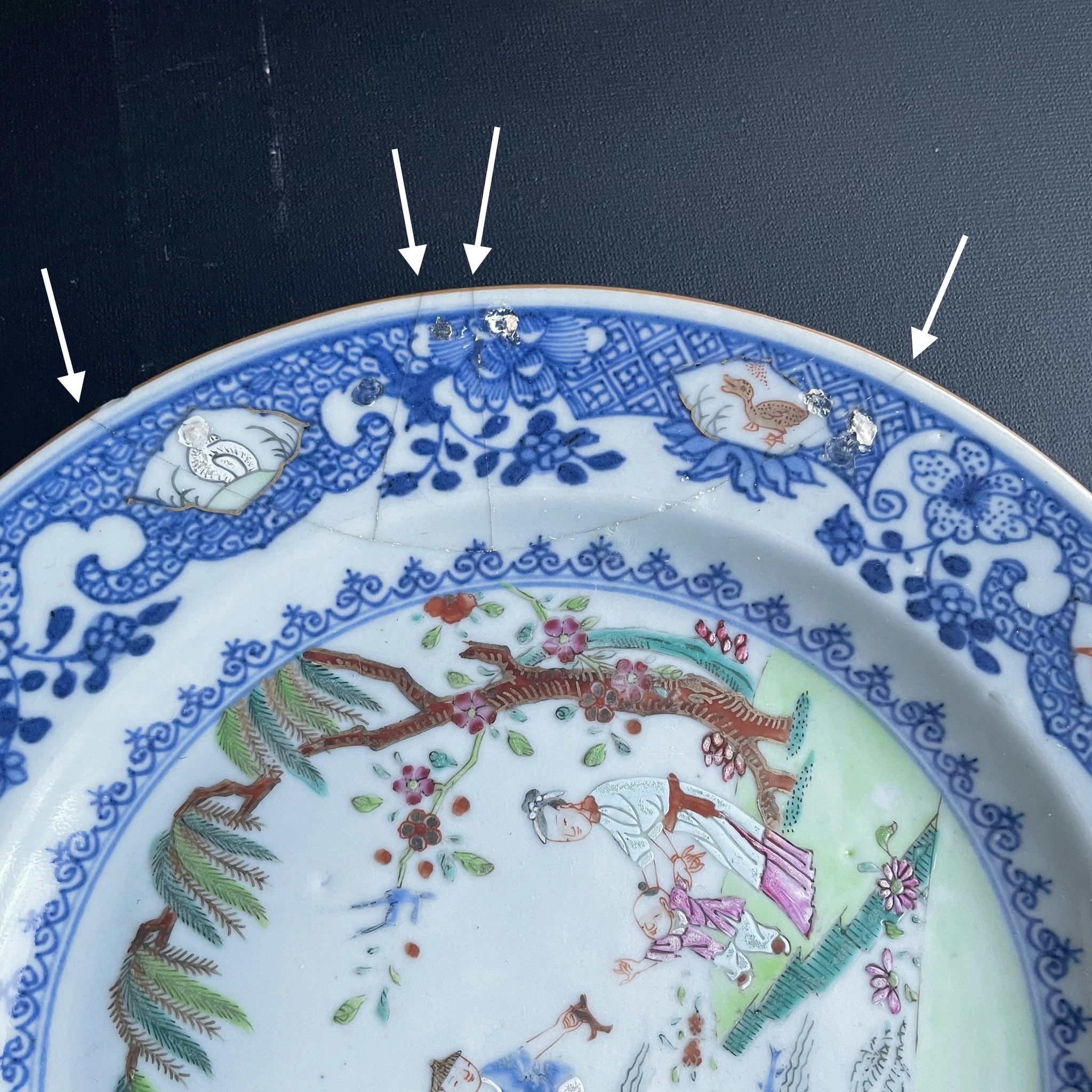A Chinese famille rose plate with figure scenes, Qianlong, Qing Dynasty #999