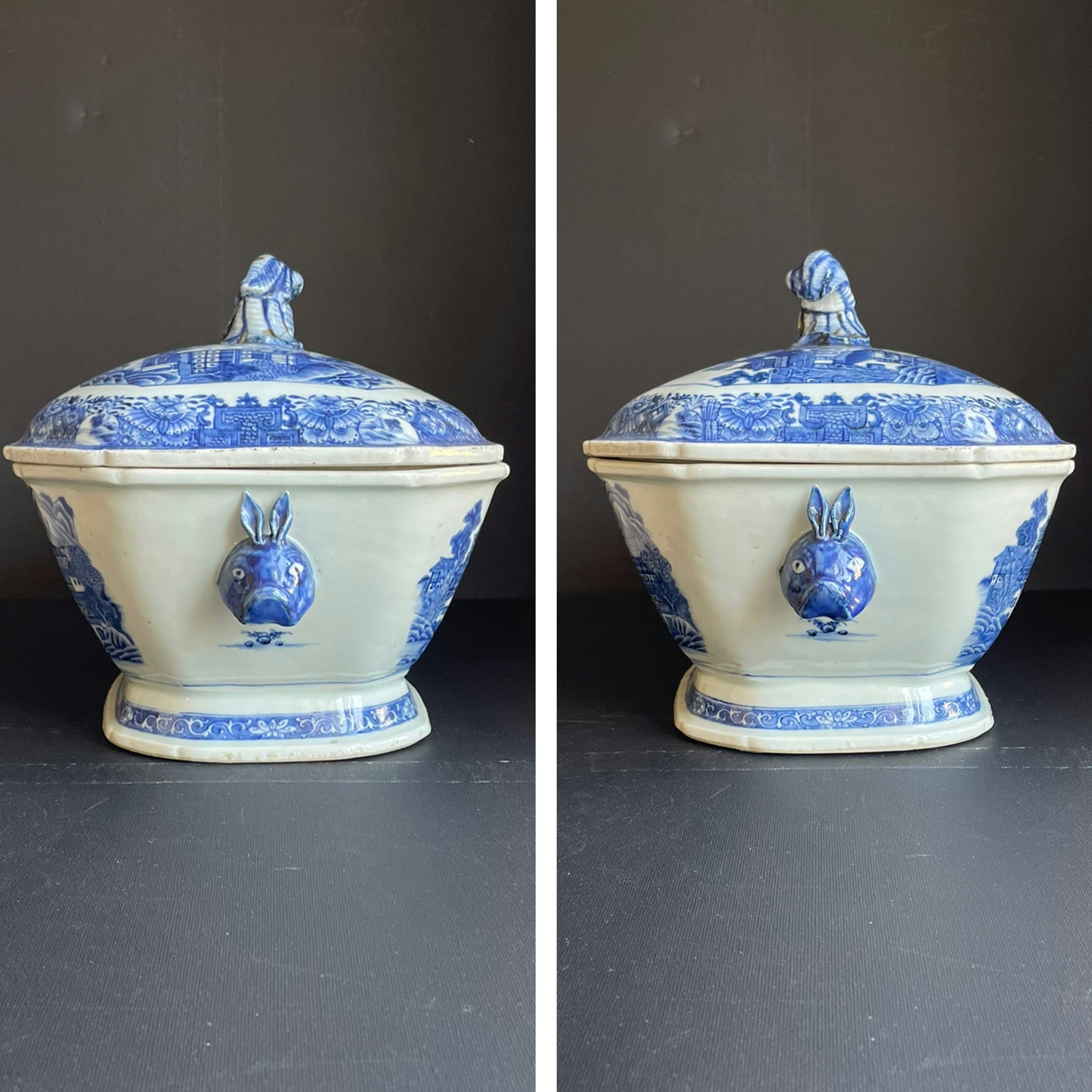 A Chinese export tureen in underglazed blue & white Qianlong period, Qing #1013