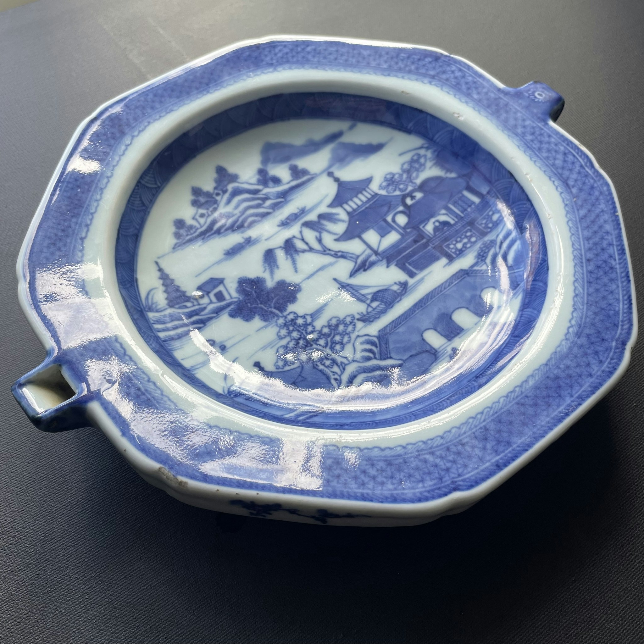 Chinese antique blue and white heating dish Qianlong period #1031