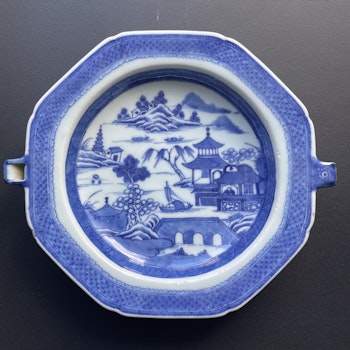 Chinese antique blue and white heating dish Qianlong period #1031