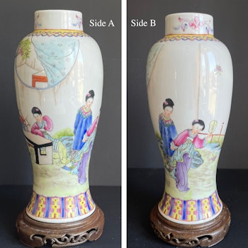 Chinese famille rose Porcelain vase mid 20c around 1950 #1062