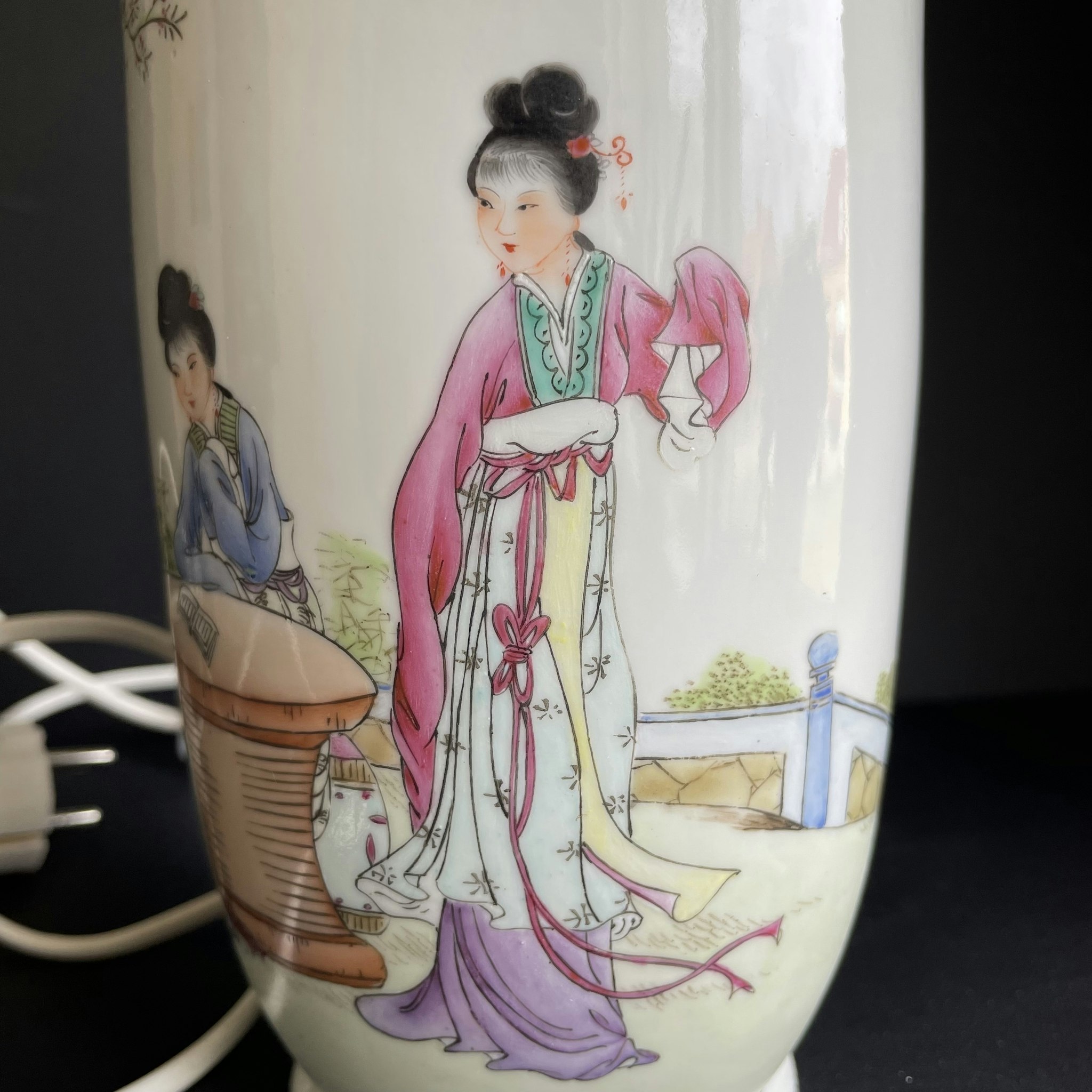 Chinese famille rose Porcelain vase / lamp Second 50-70's #1072