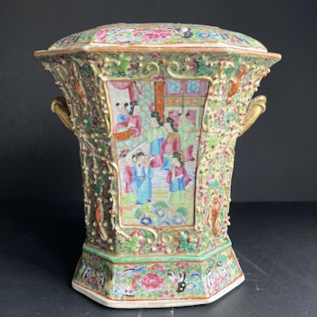 Chinese Famille Rose Bough Pot / Tulip vase, 19th c, Late Qing Dynasty #1087