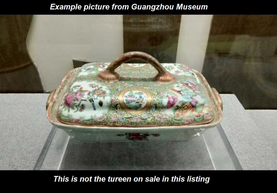 Antique Chinese Qing Dynasty Rose Mandarin tureen, mid 19th century #1085