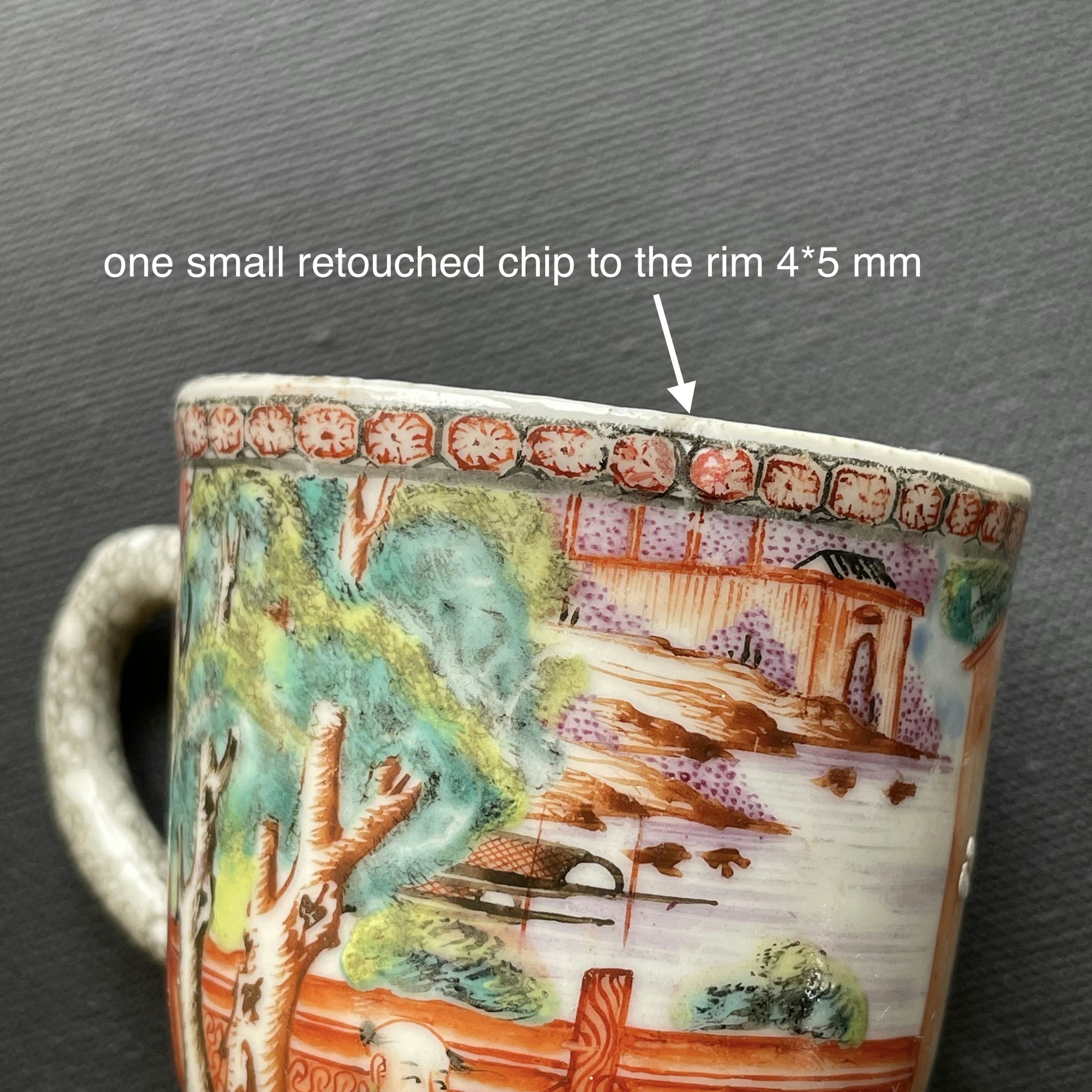Antique Chinese Rose Mandarin Porcelain teacup Qianlong period #1102