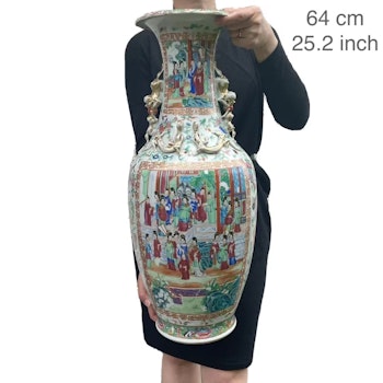 Antique Chinese porcelain rose mandarin huge sized vase 64 cm mid 19th c #1110