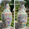 Antique Chinese porcelain rose mandarin huge sized vase 64 cm mid 19th c #1110
