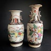 Two Chinese Nanking crackleware vases w warriors Late Qing/Republic #866, #1151