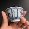 Antique Chinese Porcelain blue and white teacup & saucer 18th c #1166