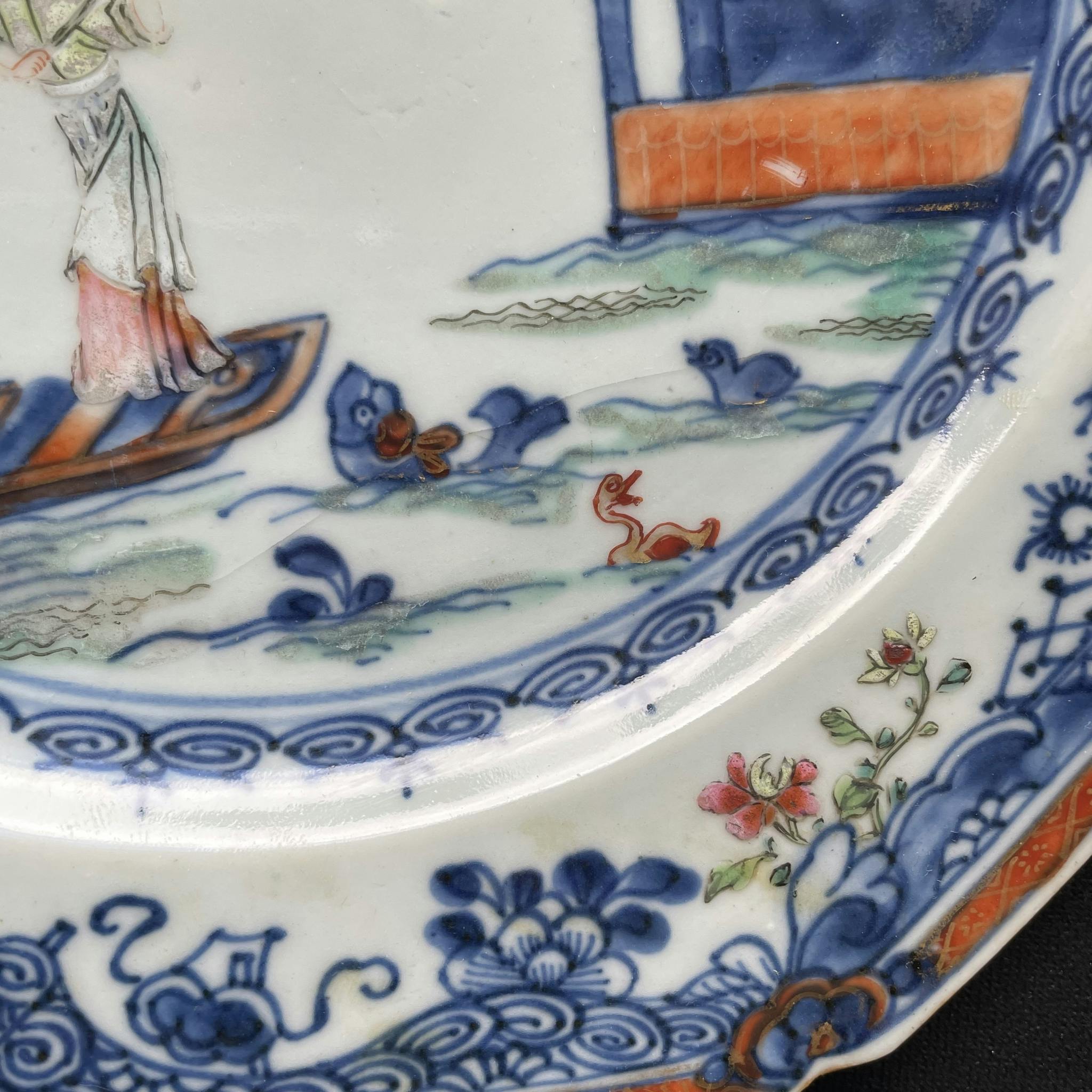 Antique Chinese plate, famille rose and underglazed blue, Qianlong #1200