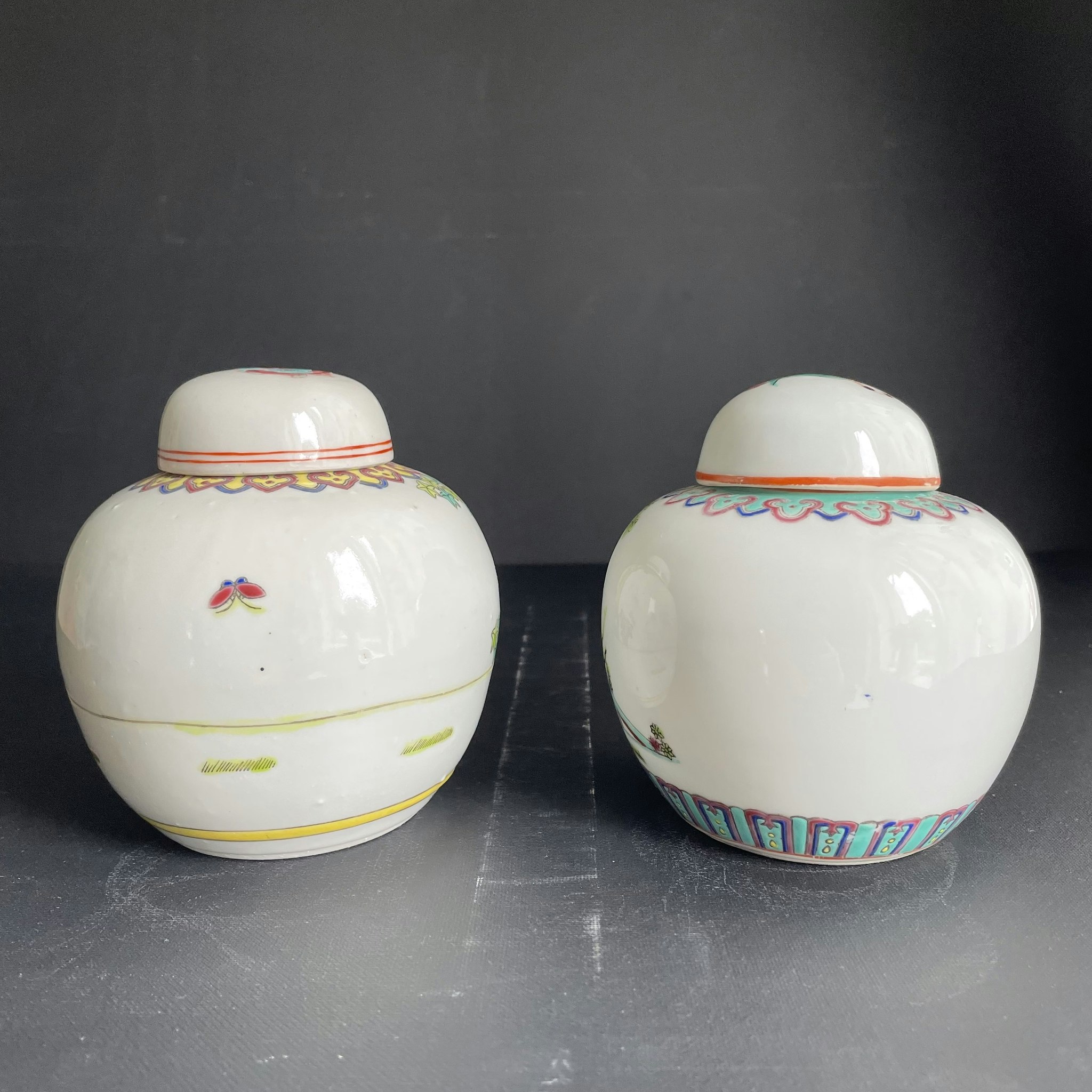 Two Vintage Chinese Porcelain Tea Jars / Ginger Jars 1950-1970 #1213 #1215