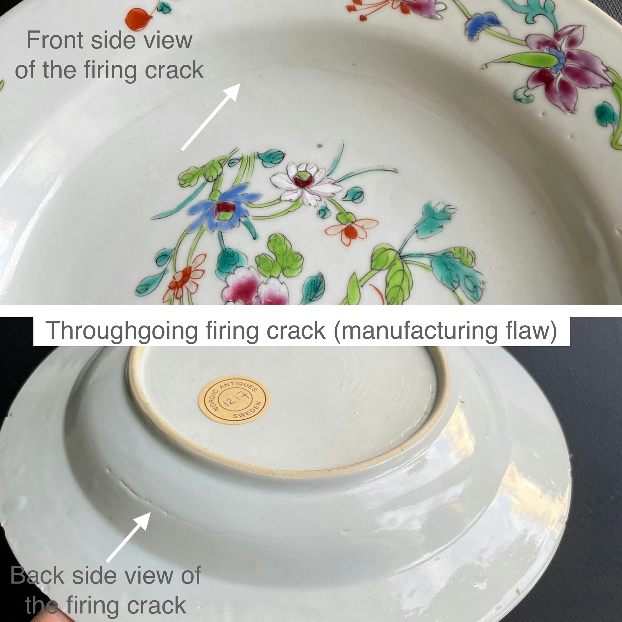 Antique Chinese Famille Rose Plate, Qianlong, Qing Dynasty #1217