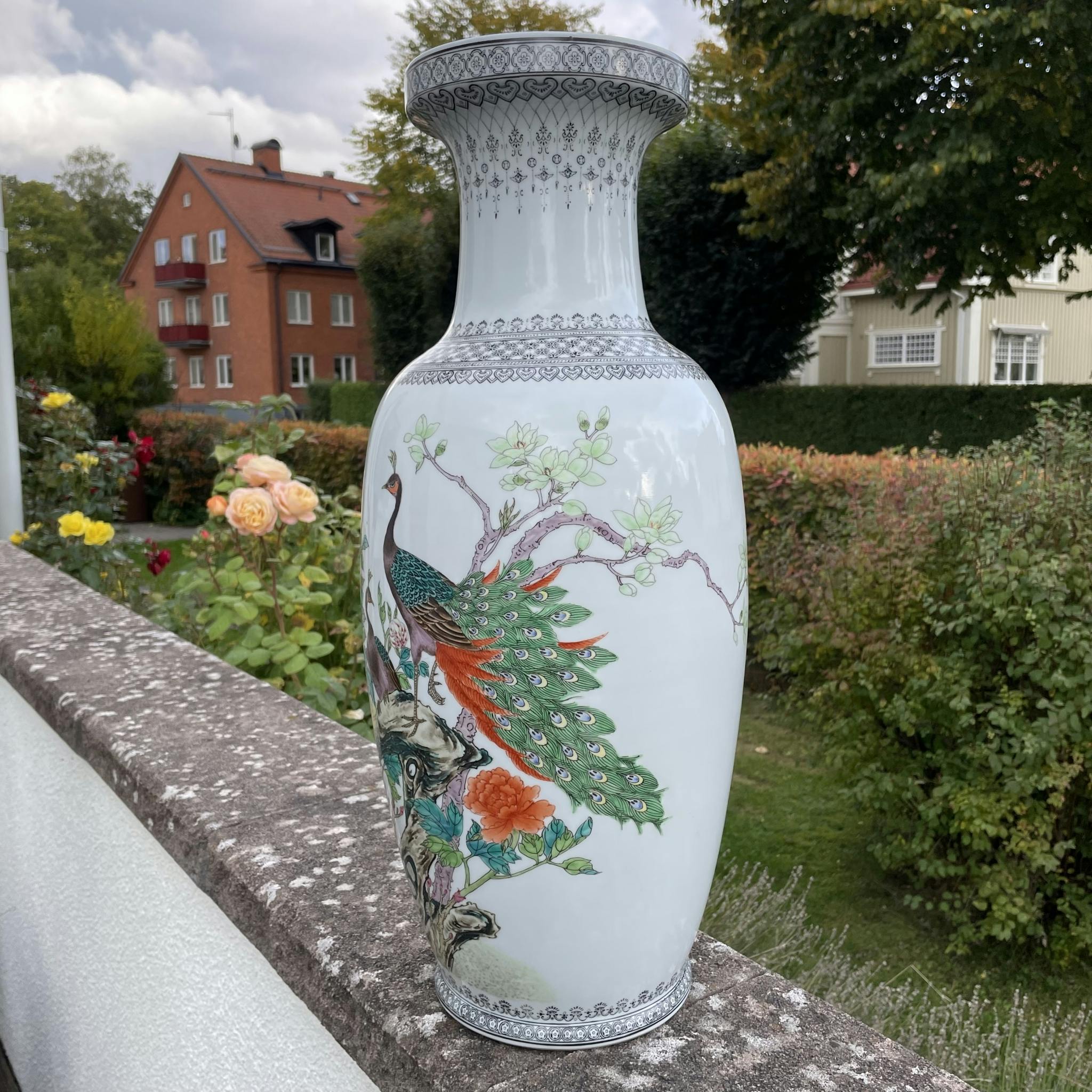 A vintage Chinese famille rose vase second half of 20th c #1230