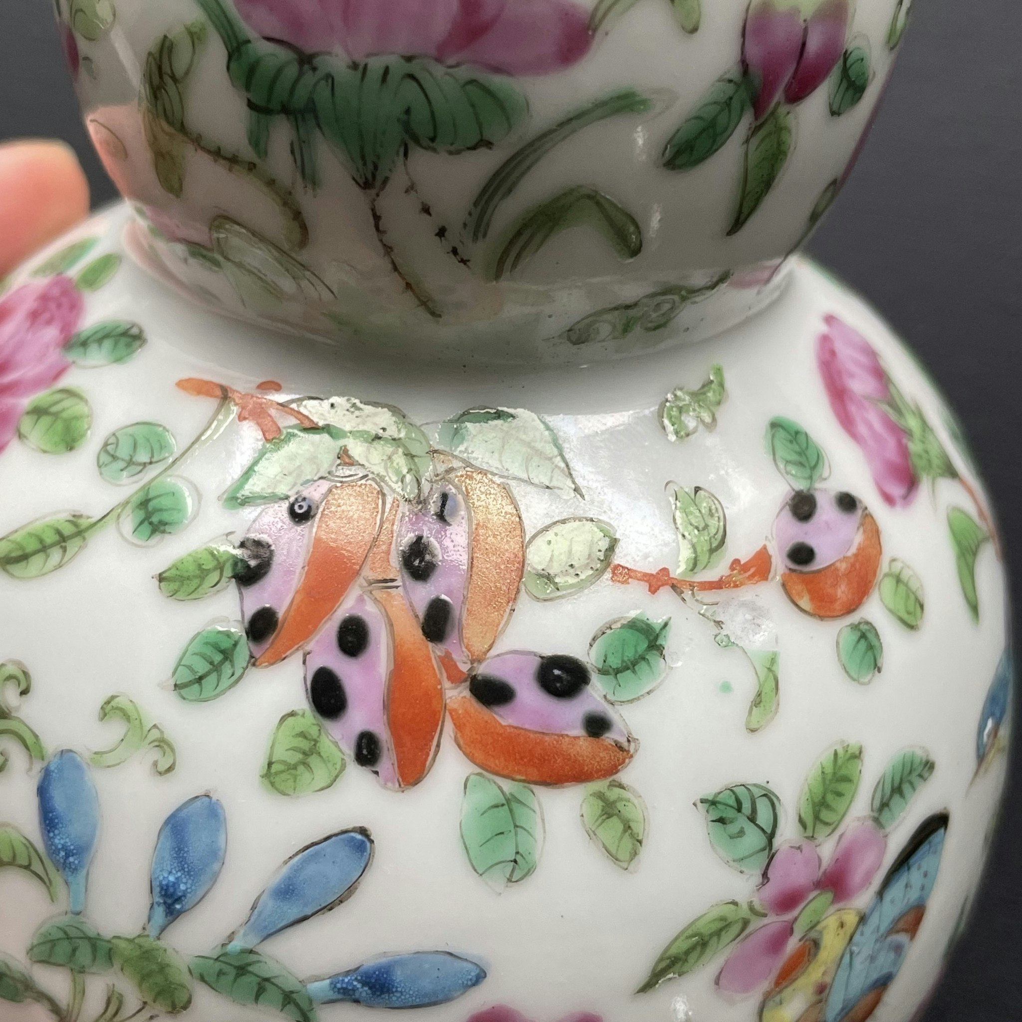 Antique Chinese Double Gourd Vase, Qing Dynasty Mid 19th c #1251