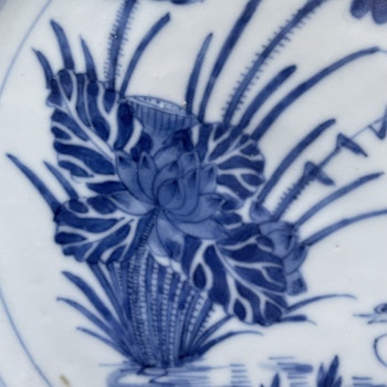 Antique Chinese blue and white dish Late Qing Dynasty #1257