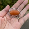 Antique Silver Brooch With Baltic Amber, Egg Yolk, Butterscotch 1940-1950