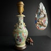 Antique Chinese rose mandarin vase Lamp 19th century #1299