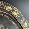 Antique Chinese Large Black Lacquered export Tray Hand Painted 19th c #1309