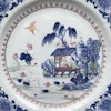 Antique Chinese underglazed blue charger with famille rose, 18th c, Qing #1308