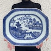 Antique Chinese Export Blue and White Porcelain platter, 18th / 19th c #1315