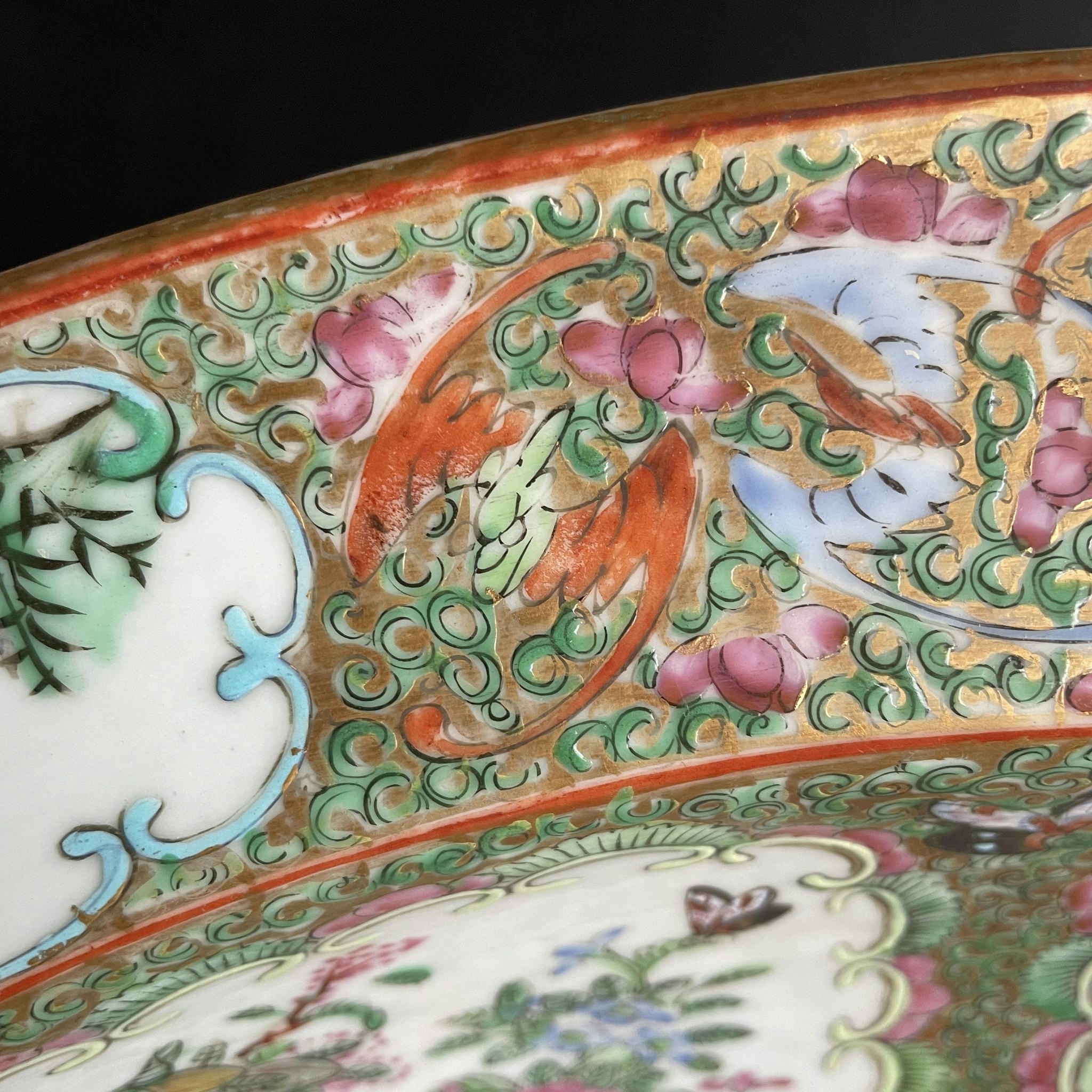 Large antique Chinese rose mandarin basin / handwash, late Qing Dynasty #1319
