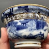 Antique Chinese blue and white tea bowl with lid / Gaiwan with Gilt clobbering 18th / 19th c #1346