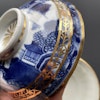 Antique Chinese blue and white tea bowl with lid / Gaiwan with Gilt clobbering 18th / 19th c #1346