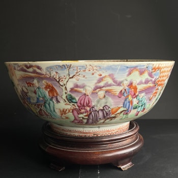 Antique Chinese rose mandarin punch bowl , Qianlong, Qing Dynasty #1349