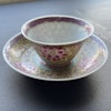 Antique Chinese famille rose teacup and saucer, Yongzheng Period #1350