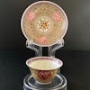 Antique Chinese famille rose teacup and saucer, Yongzheng Period #1350