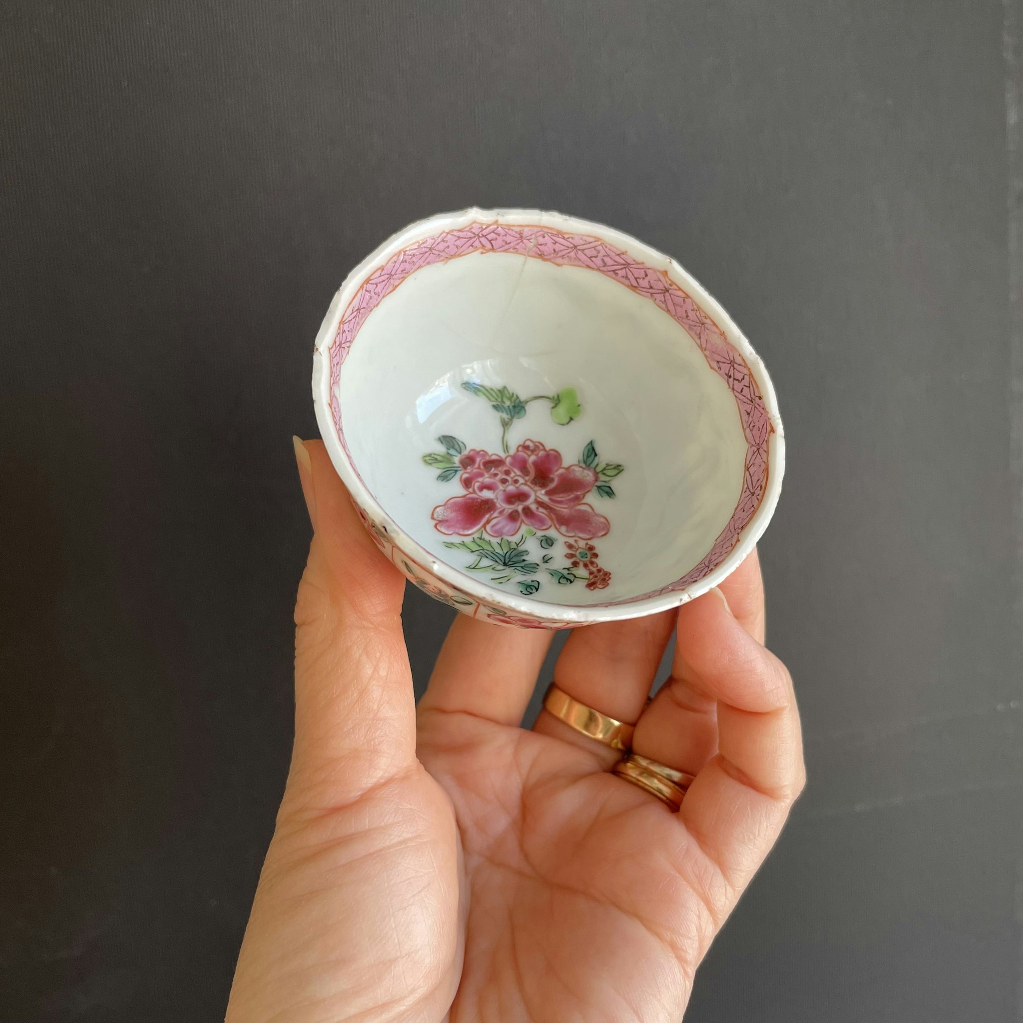 Antique Chinese famille rose tea cup 18th century #1363